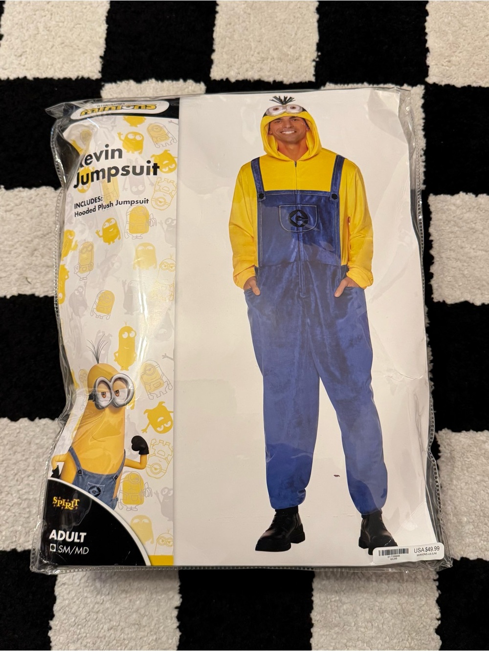 Despicable Me Minions Kevin Adult Unisex Jumpsuit Costume with Hoodie - Picture 8 of 11